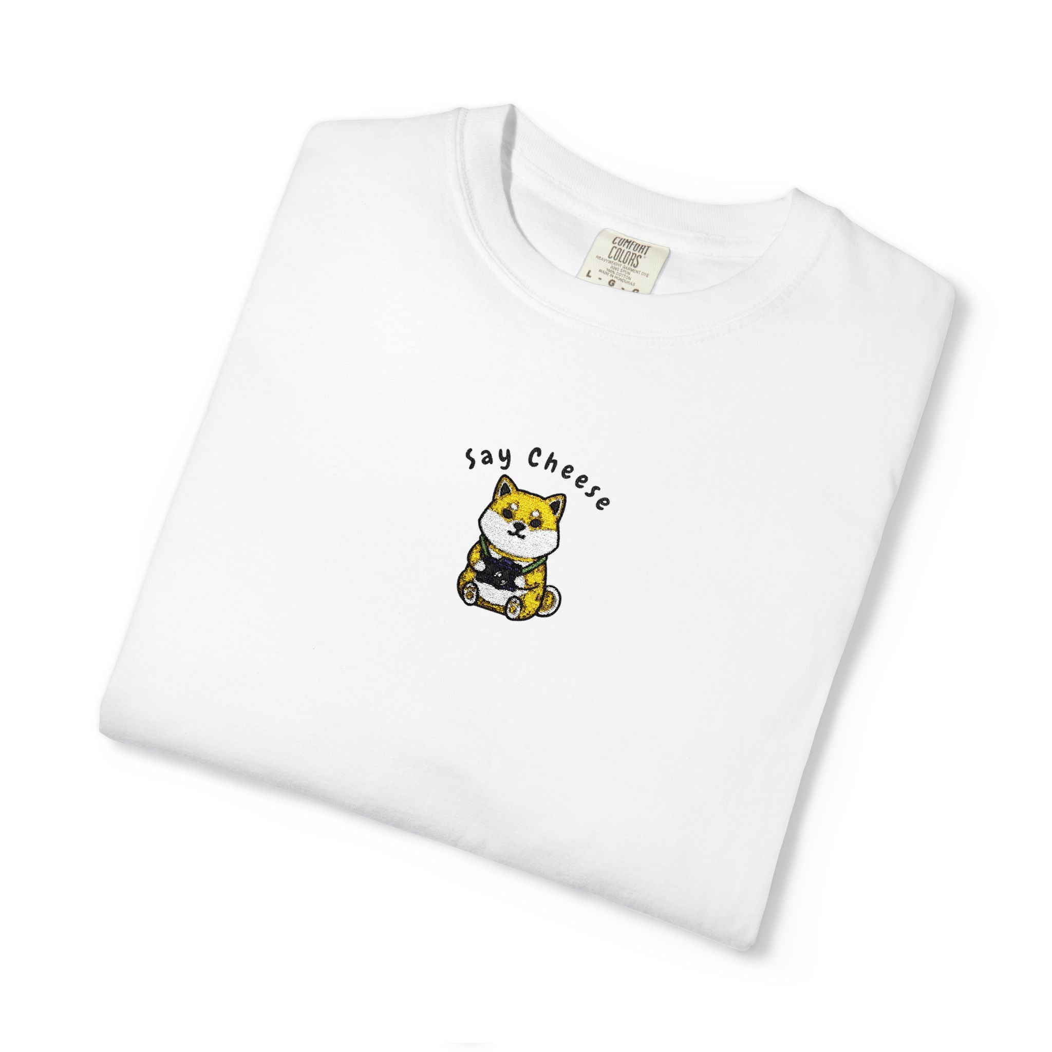 Shiba Inu Say Cheese Embroidery T-shirt