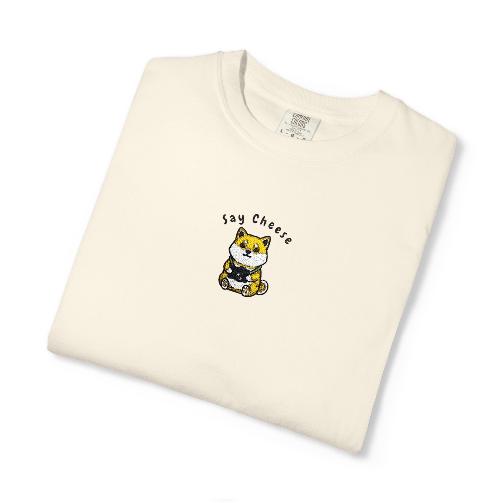 Shiba Inu Say Cheese Embroidery T-shirt