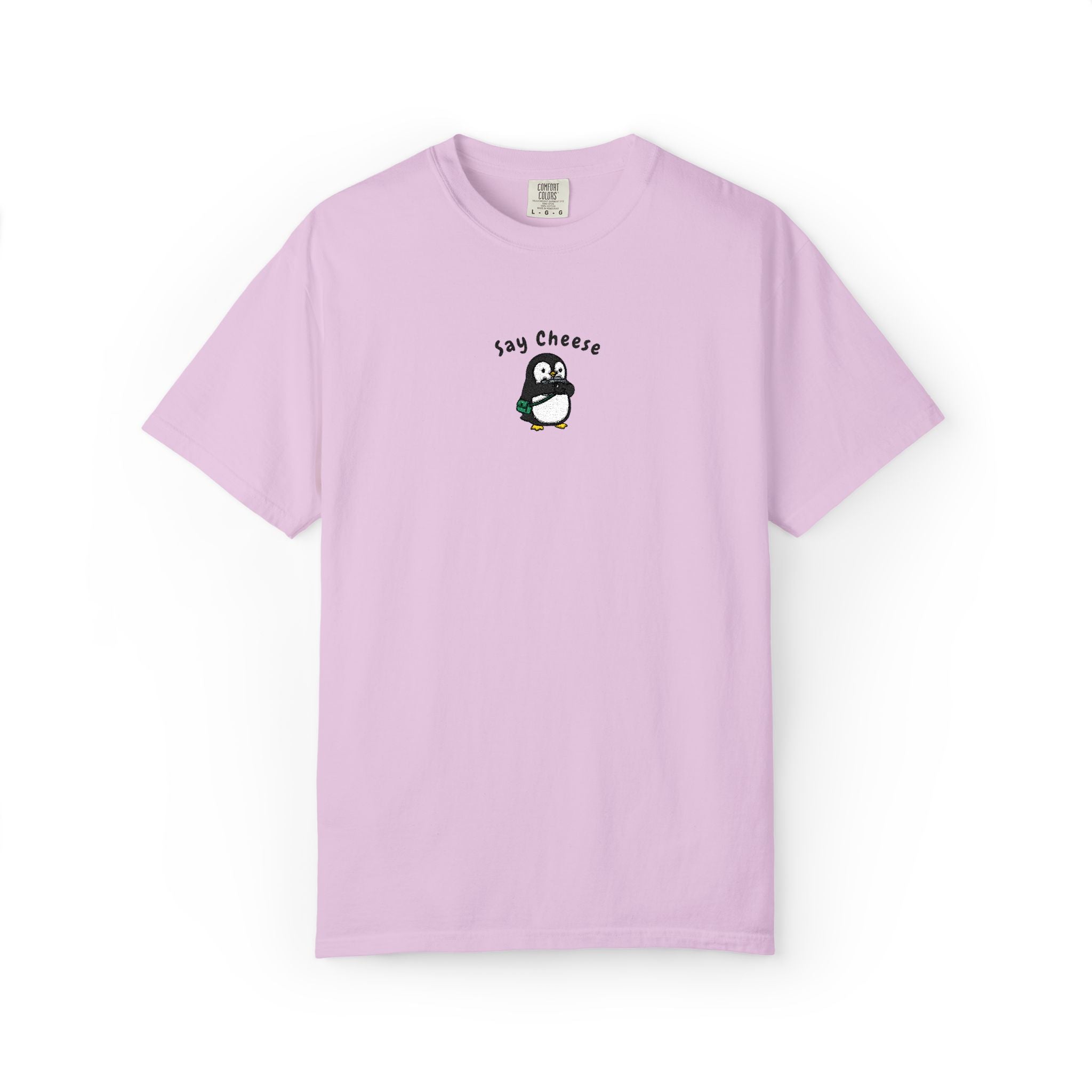 Say Cheese Penguin Embroidery T-Shirt