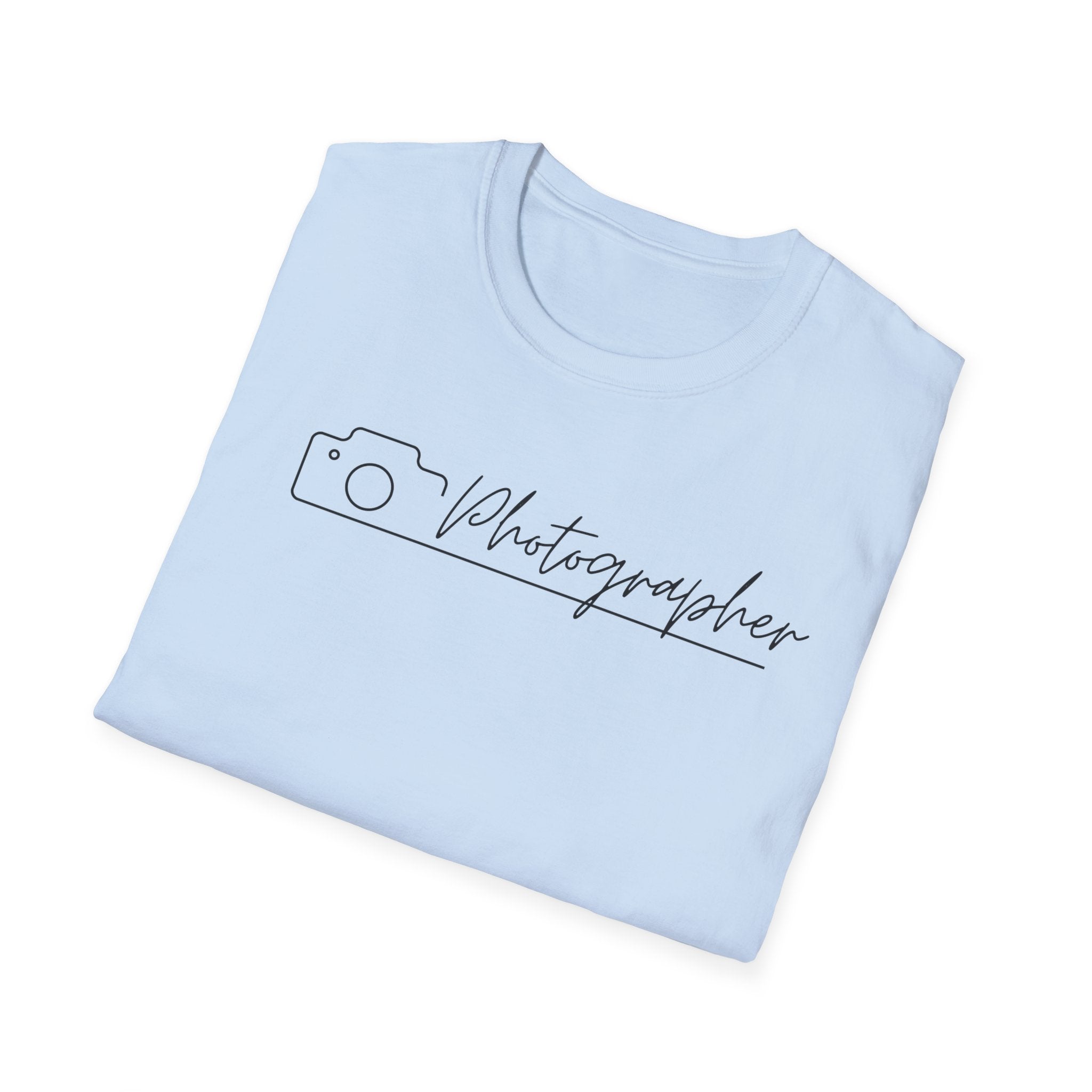 Photographer Script Camera T‑Shirt — Minimal Photography Tee for Photographers & Photo Lovers