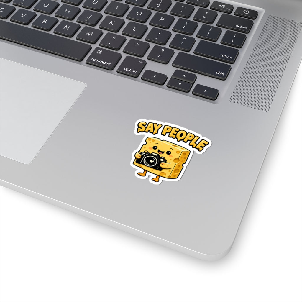 Say People Cheese Camera Sticker — Cute Cheese Character Kiss-Cut Sticker