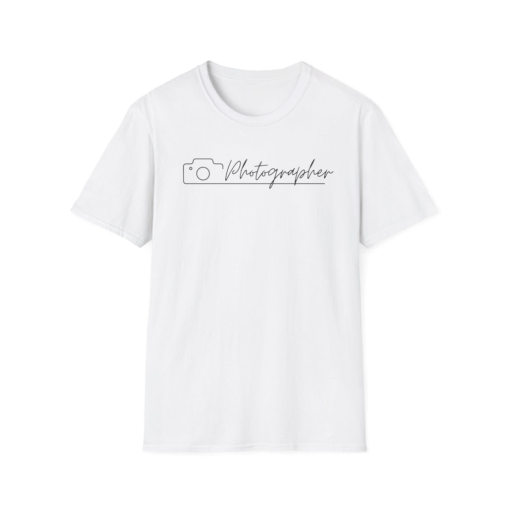 Photographer Script Camera T‑Shirt — Minimal Photography Tee for Photographers & Photo Lovers