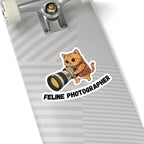 Feline Photographer Sticker — Cute Cat with Camera Kiss-Cut Vinyl Sticker