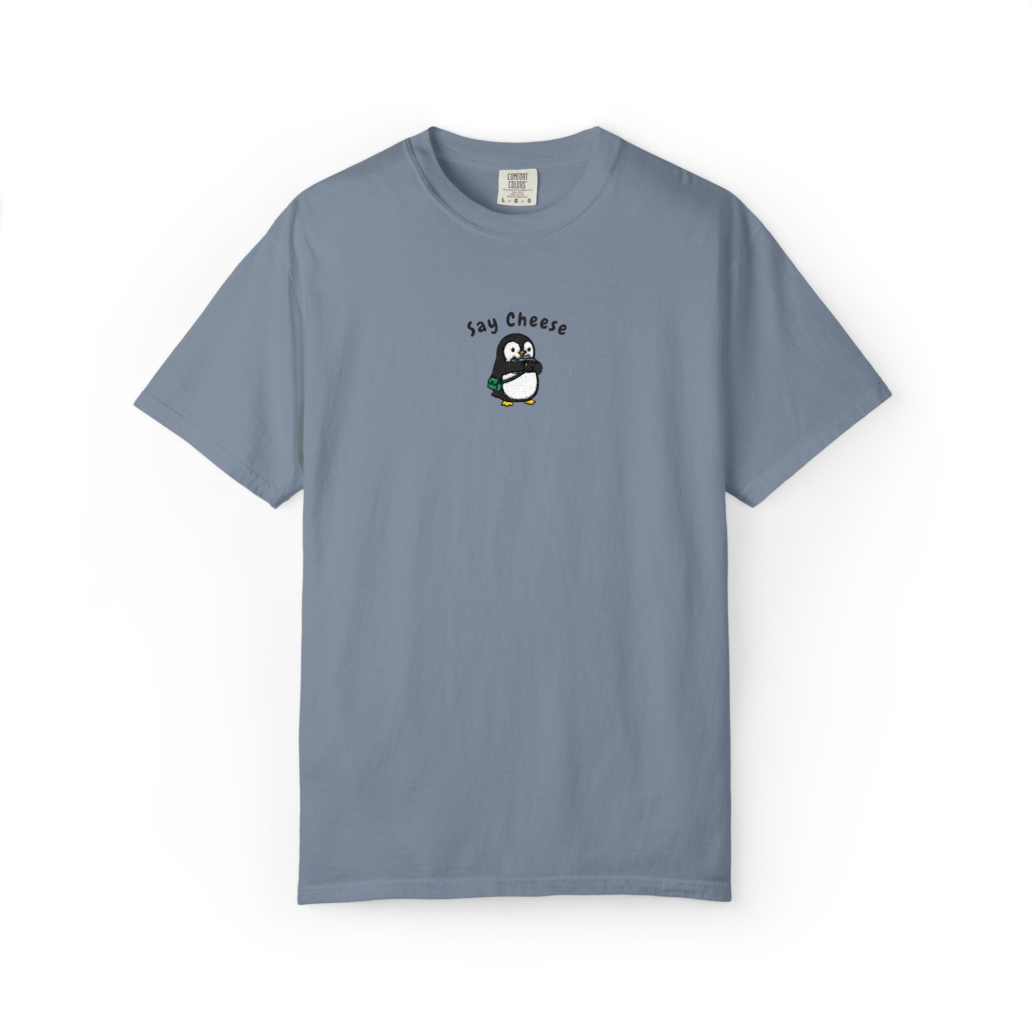 Say Cheese Penguin Embroidery T-Shirt
