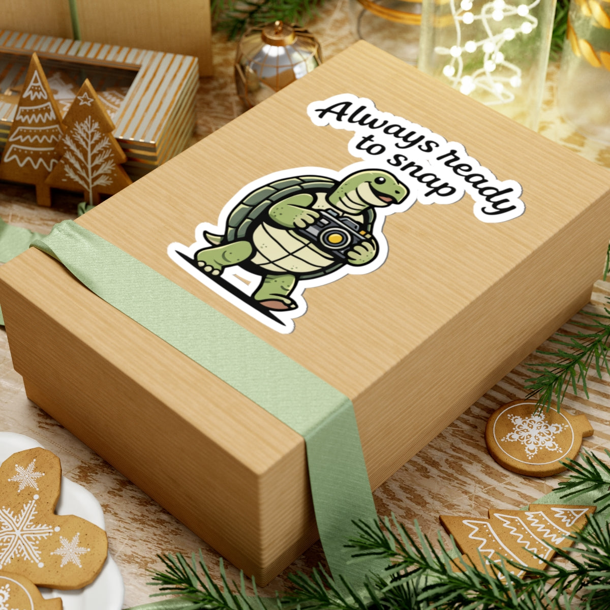 Always Ready to Snap Turtle Design Kiss-Cut Sticker