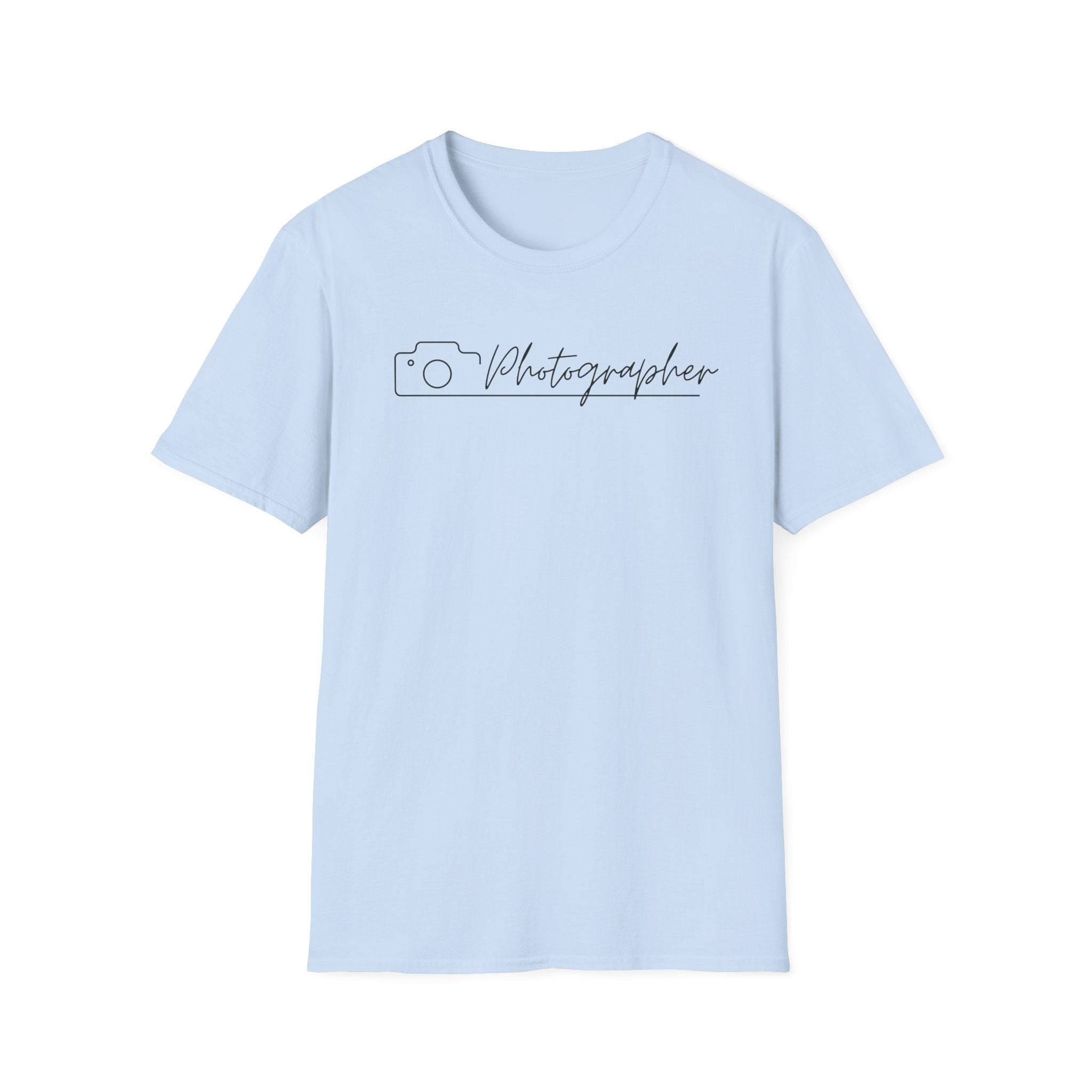 Photographer Script Camera T‑Shirt — Minimal Photography Tee for Photographers & Photo Lovers