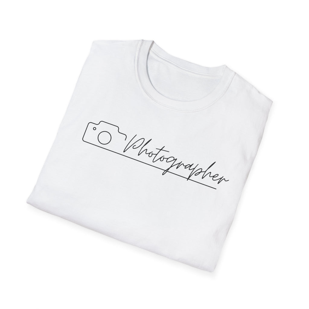 Photographer Script Camera T‑Shirt — Minimal Photography Tee for Photographers & Photo Lovers