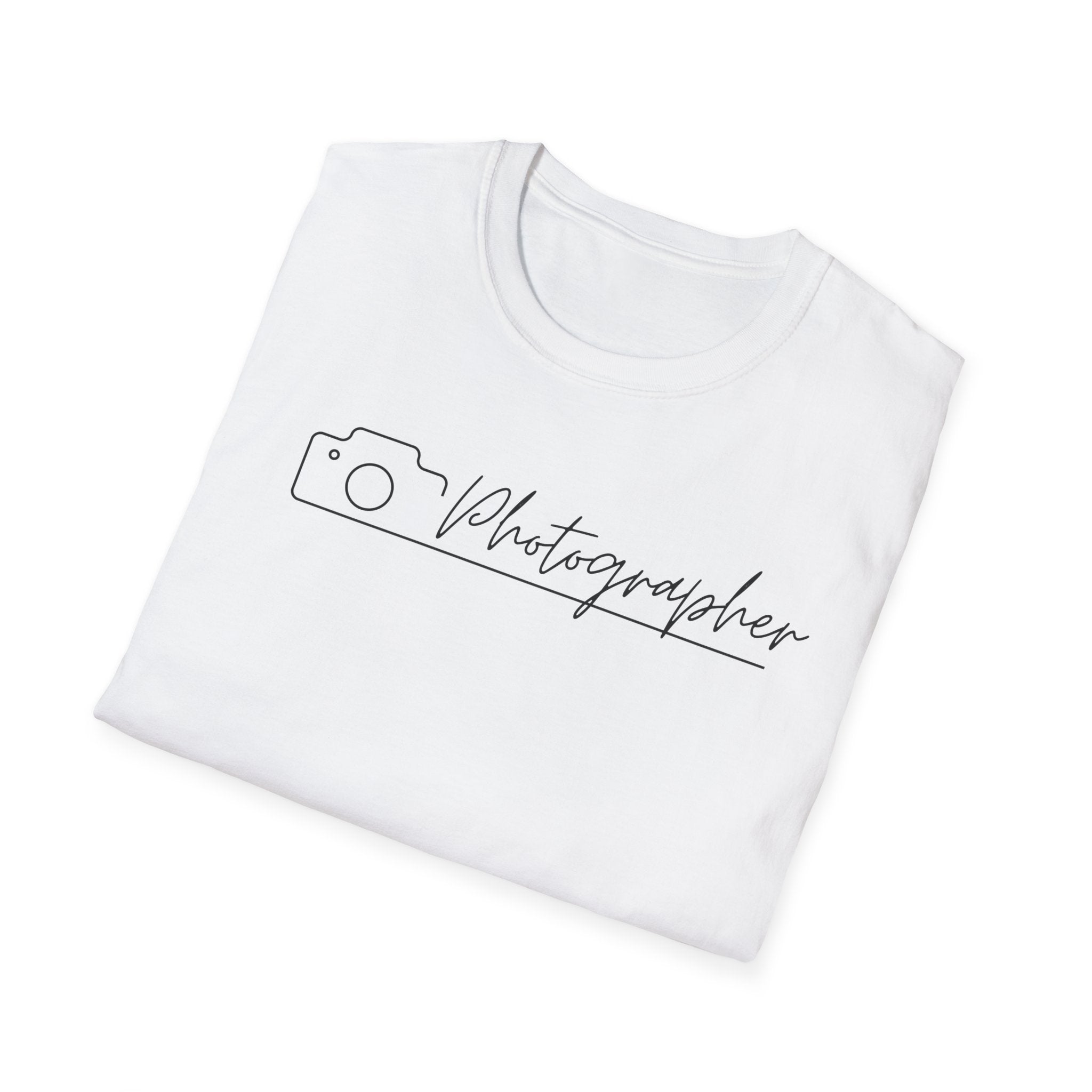 Photographer Script Camera T‑Shirt — Minimal Photography Tee for Photographers & Photo Lovers