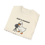 Duck Photographer T‑Shirt — "Just a moment, let me take a quackshot" Cute Animal Photography Tee