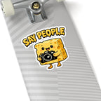 Say People Cheese Camera Sticker — Cute Cheese Character Kiss-Cut Sticker