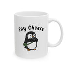 Say Cheese Penguin Ceramic Mug, (11oz, 15oz)