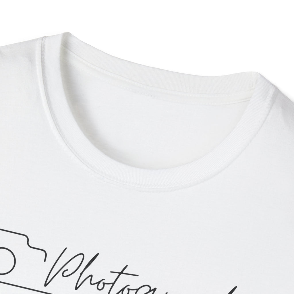 Photographer Script Camera T‑Shirt — Minimal Photography Tee for Photographers & Photo Lovers