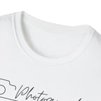 Photographer Script Camera T‑Shirt — Minimal Photography Tee for Photographers & Photo Lovers