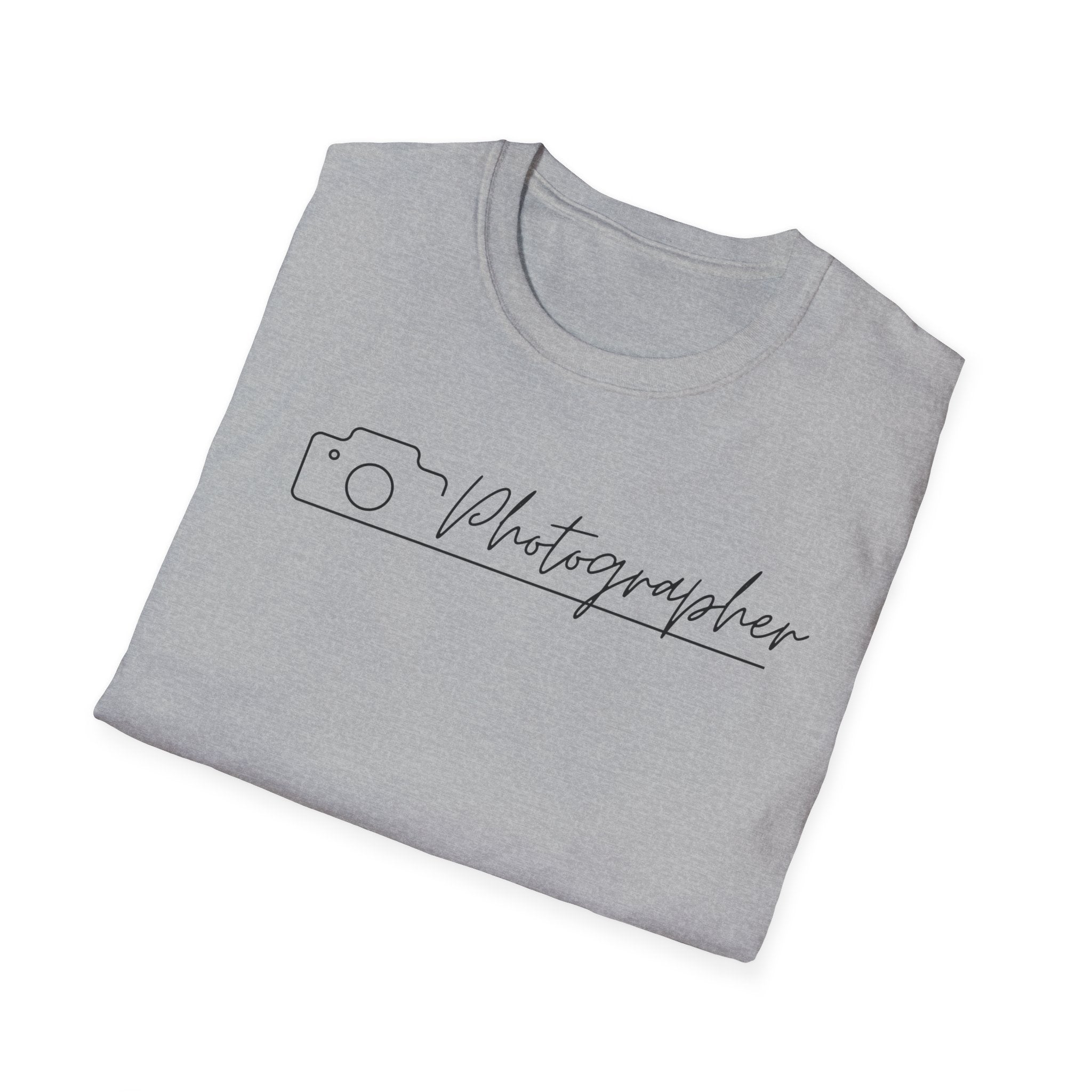 Photographer Script Camera T‑Shirt — Minimal Photography Tee for Photographers & Photo Lovers