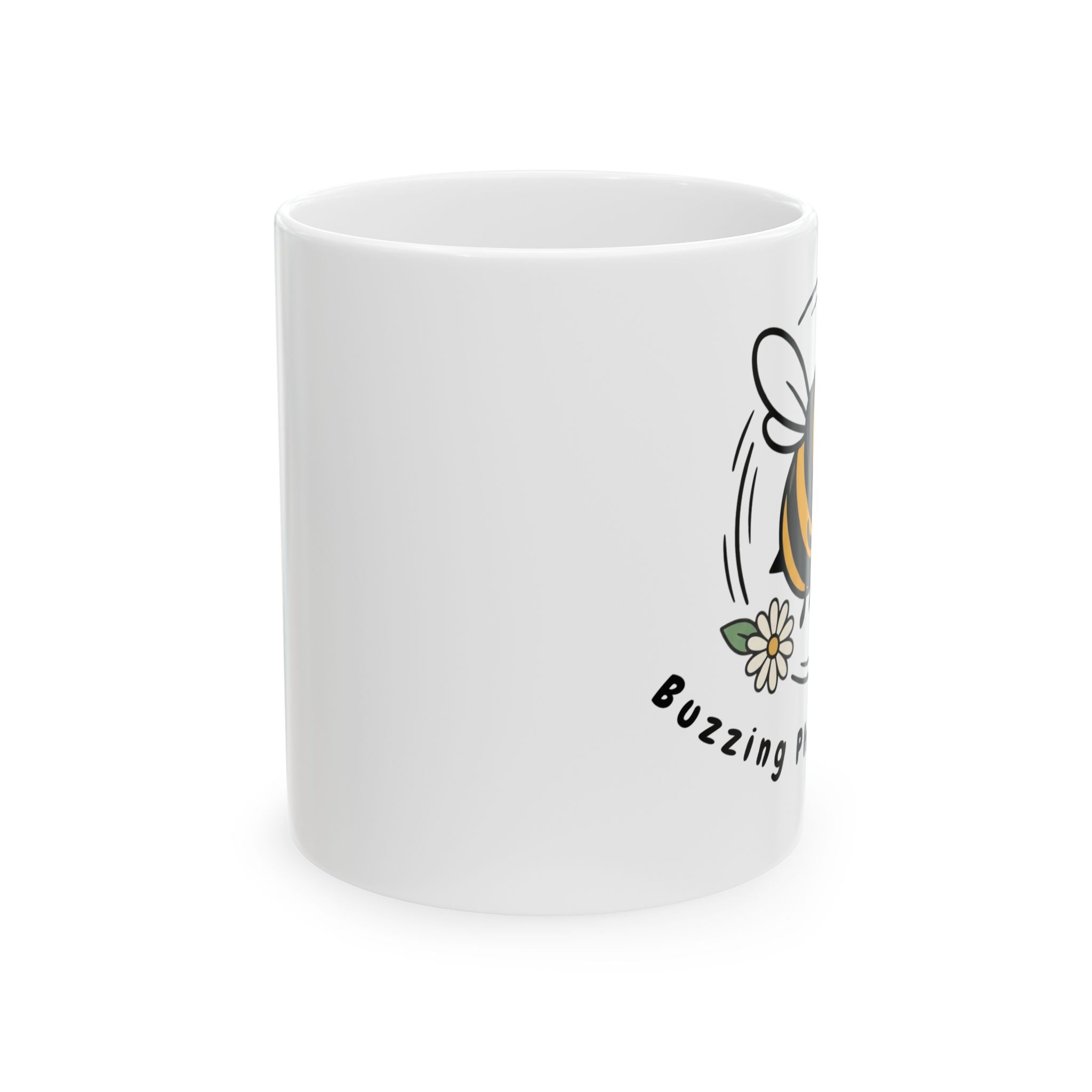 Buzzing Photographer Ceramic Mug – Cute Bee Camera Design (11oz & 15oz)