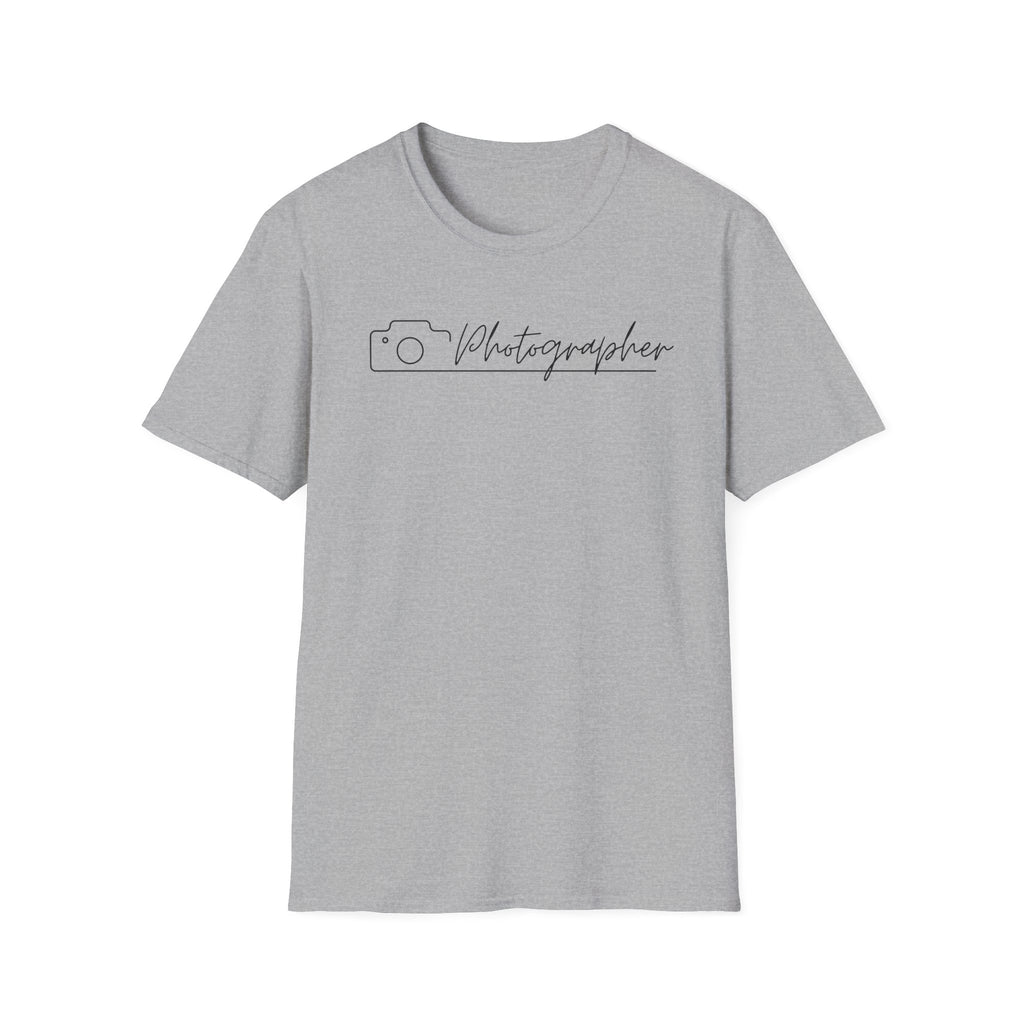 Photographer Script Camera T‑Shirt — Minimal Photography Tee for Photographers & Photo Lovers