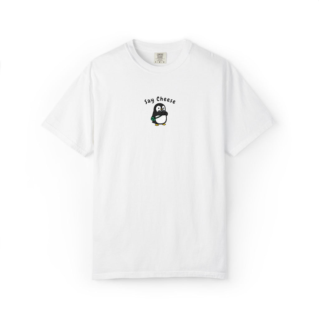Say Cheese Penguin Embroidery T-Shirt