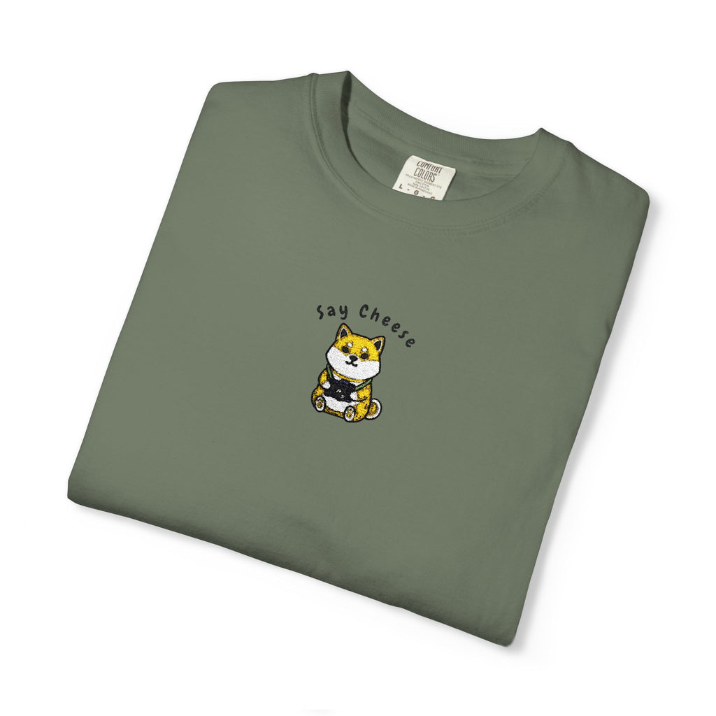 Shiba Inu Say Cheese Embroidery T-shirt