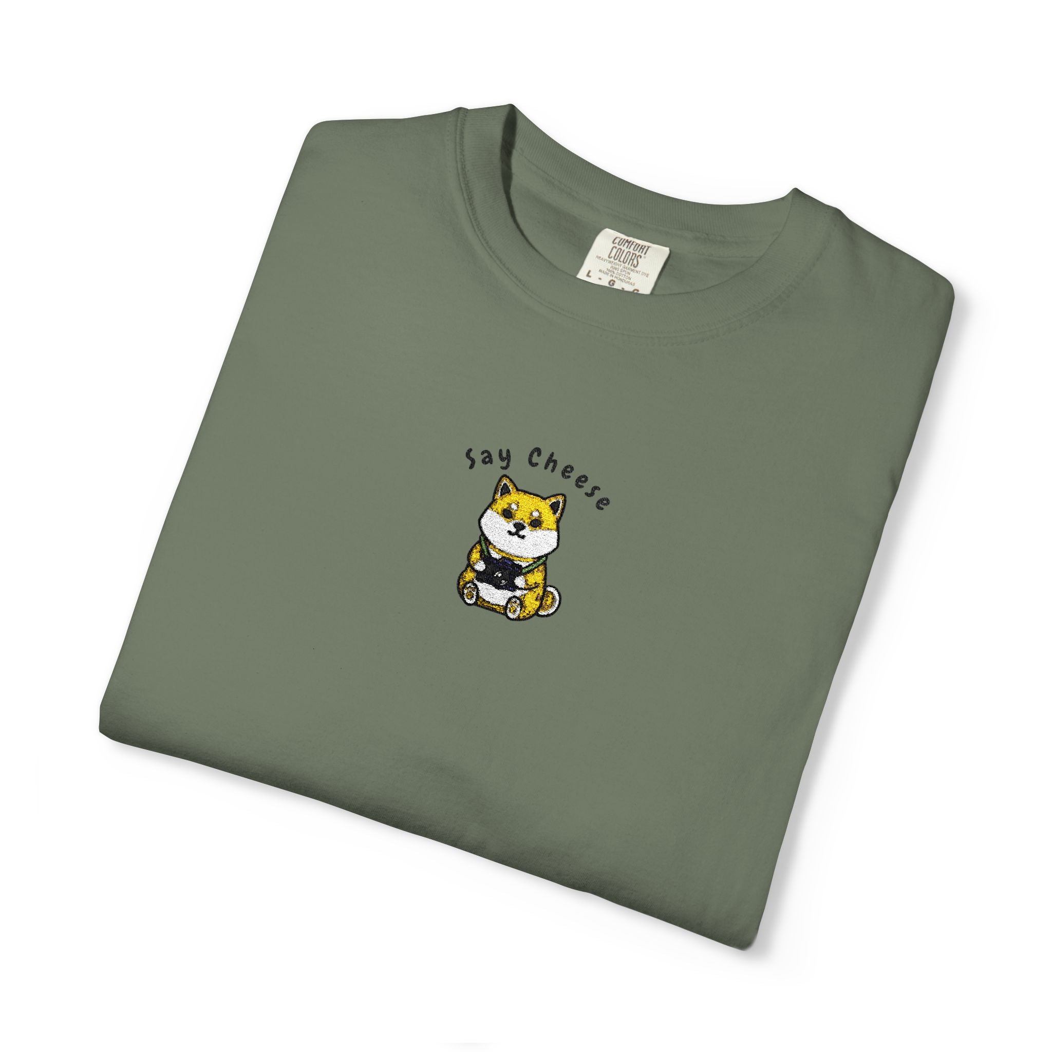 Shiba Inu Say Cheese Embroidery T-shirt