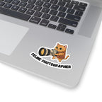 Feline Photographer Sticker — Cute Cat with Camera Kiss-Cut Vinyl Sticker