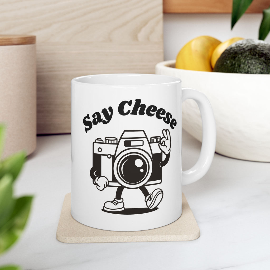 'Say Cheese' Retro Cartoon Coffee Cup (11-15oz)