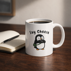 Say Cheese Penguin Ceramic Mug, (11oz, 15oz)