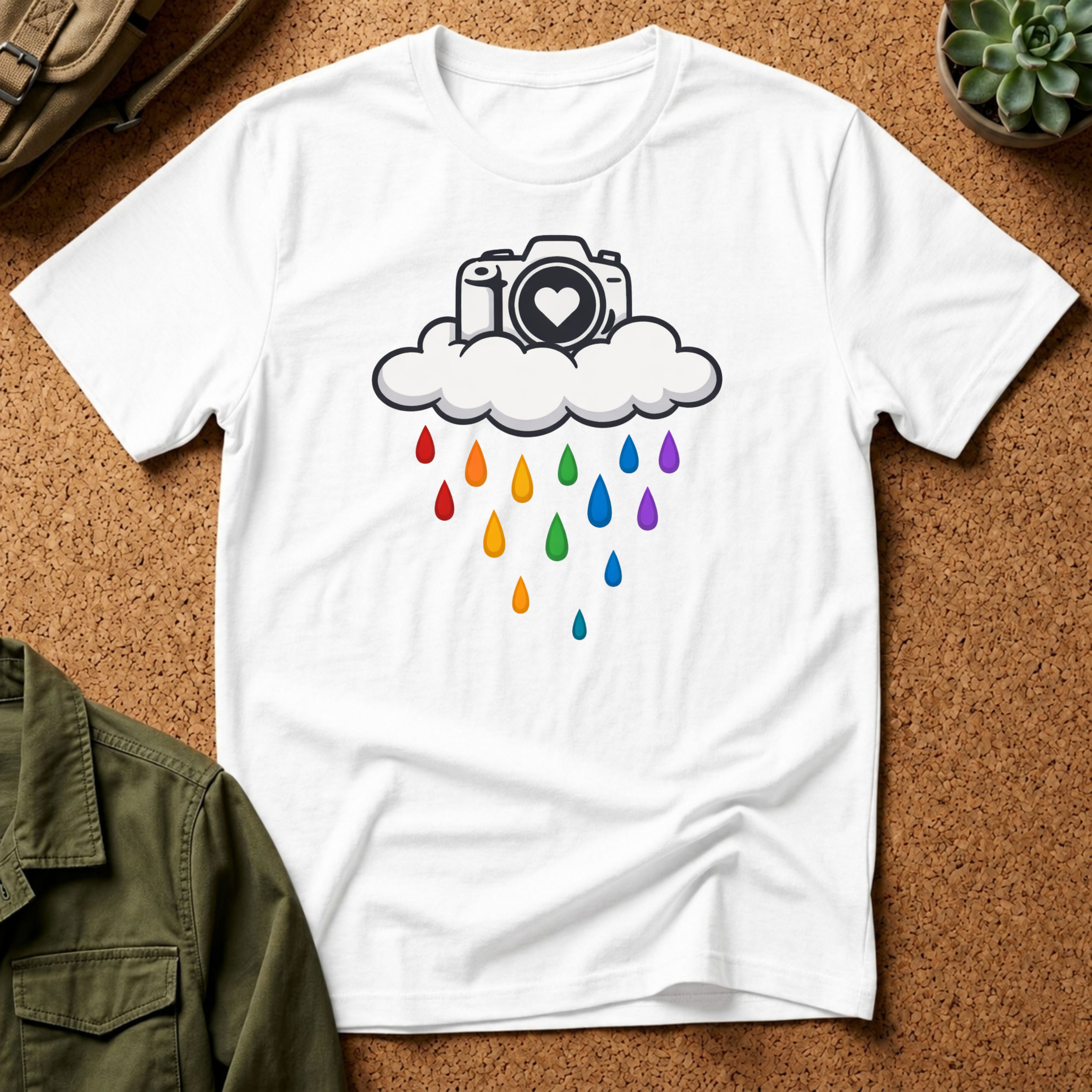 Rainbow Rain Camera T-Shirt