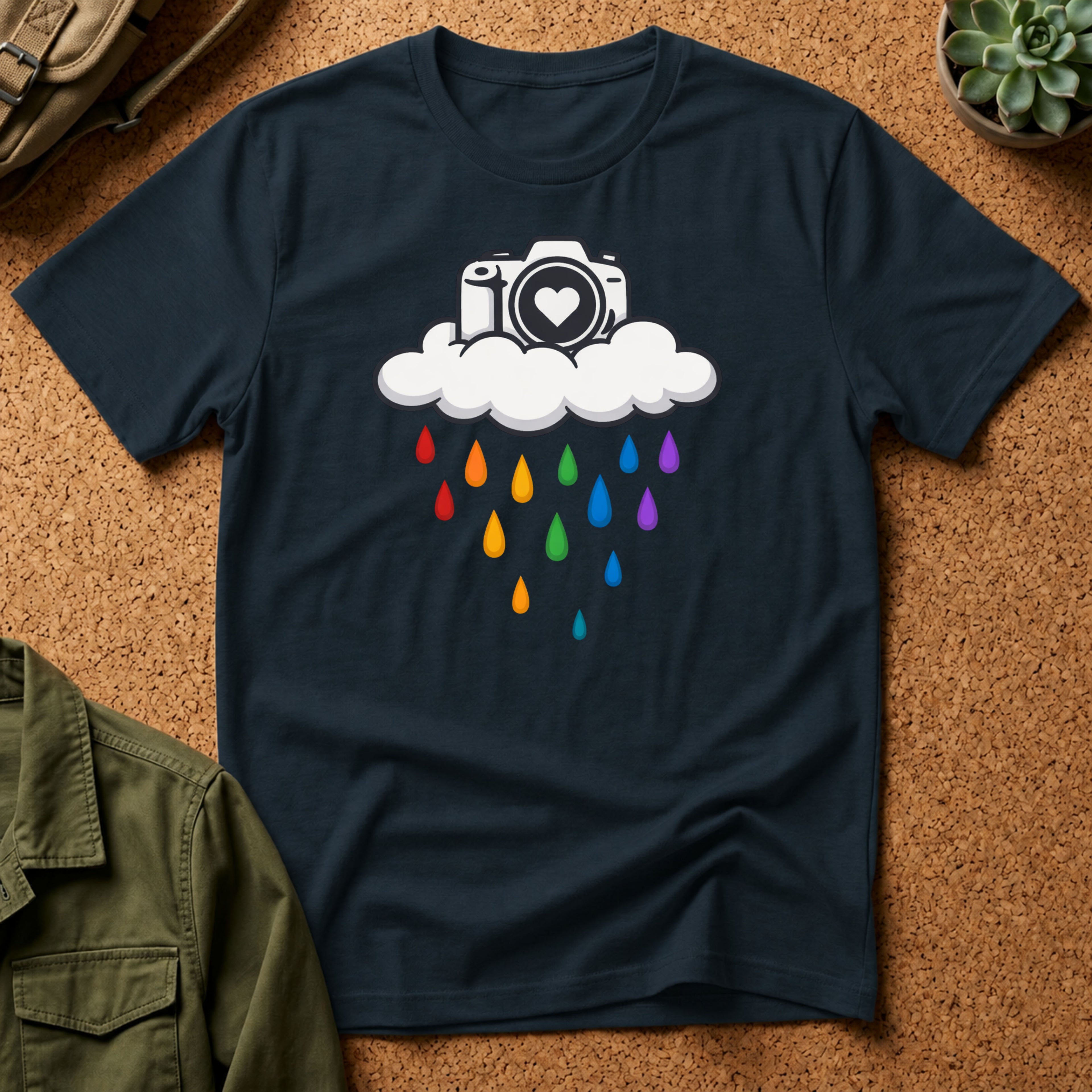 Rainbow Rain Camera T-Shirt