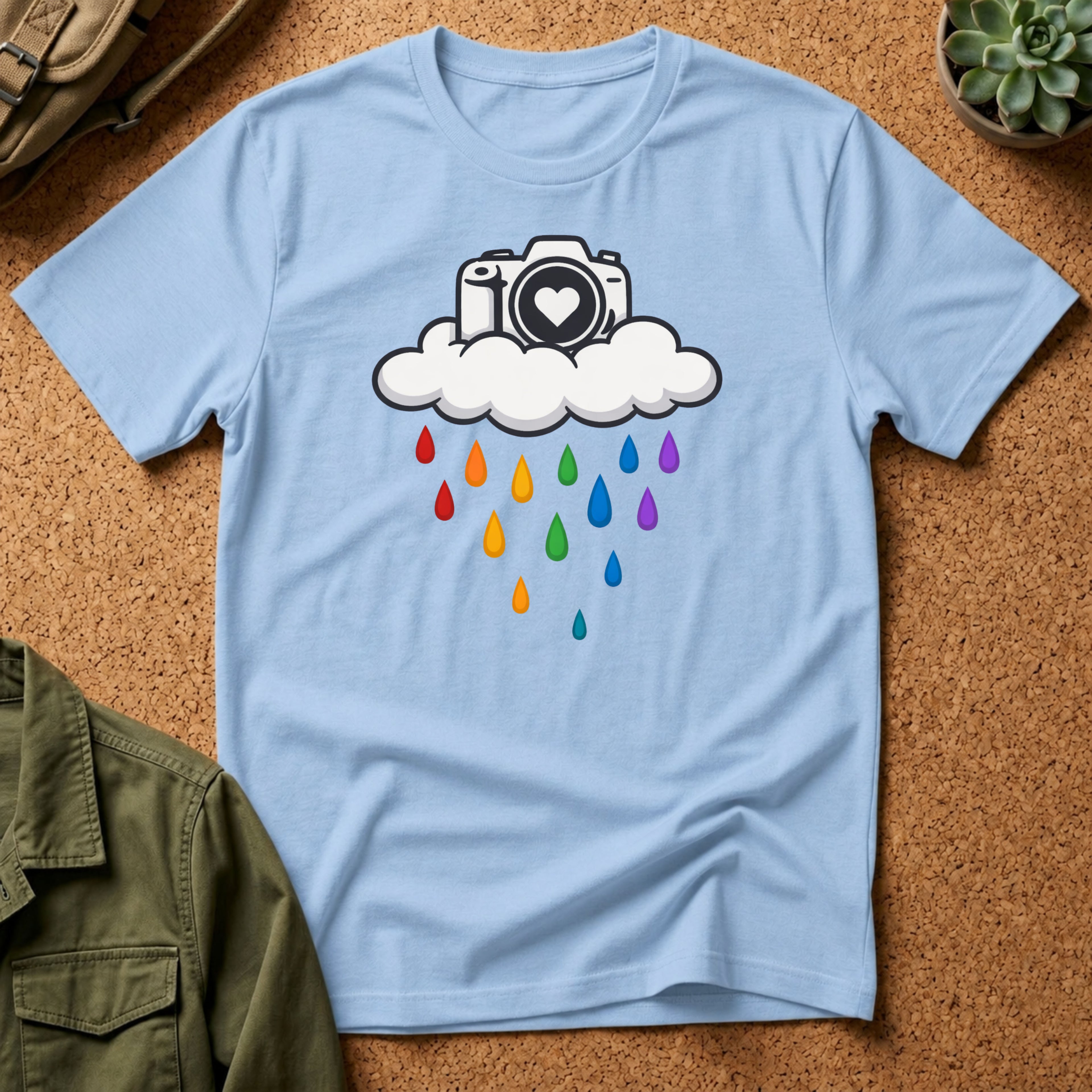 Rainbow Rain Camera T-Shirt