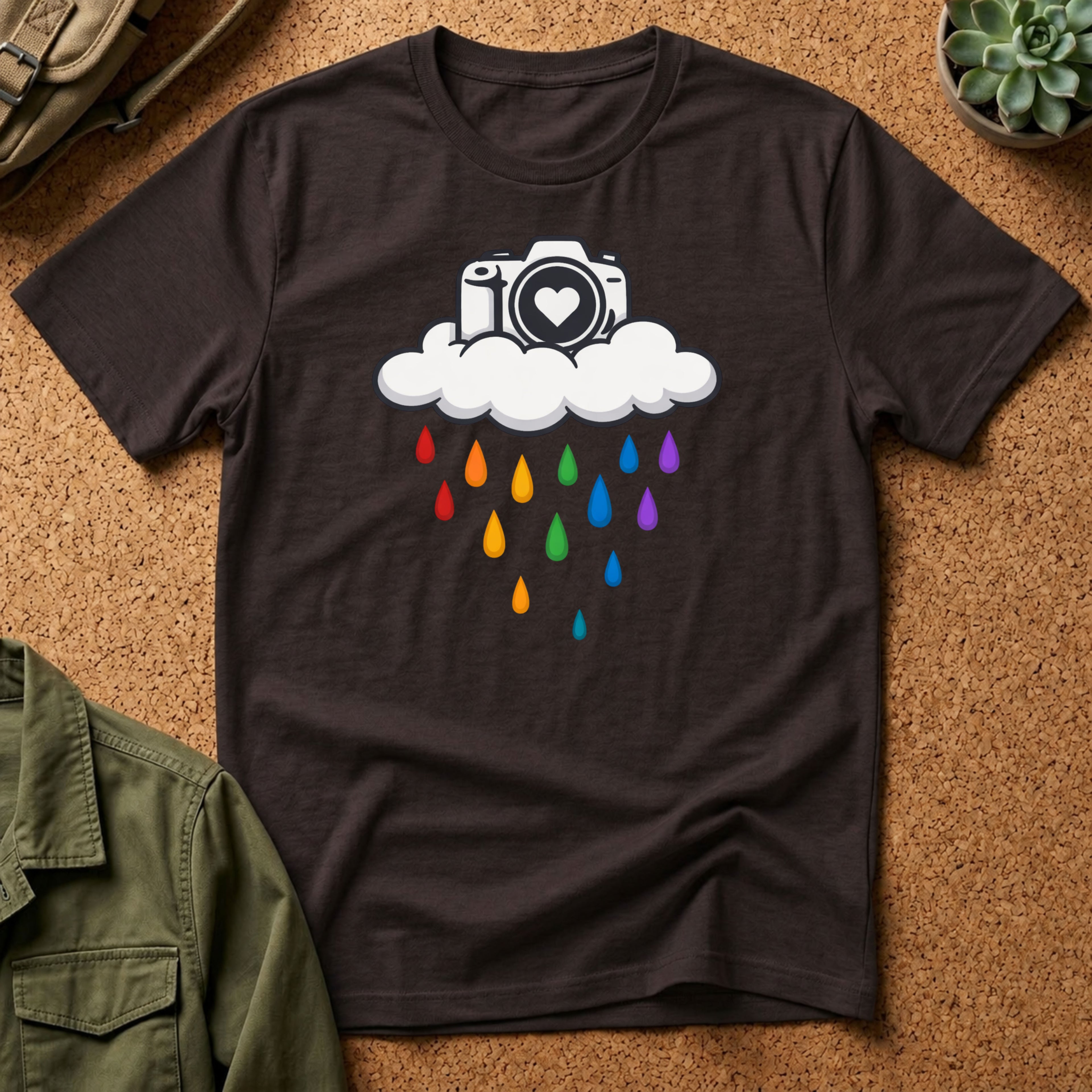 Rainbow Rain Camera T-Shirt