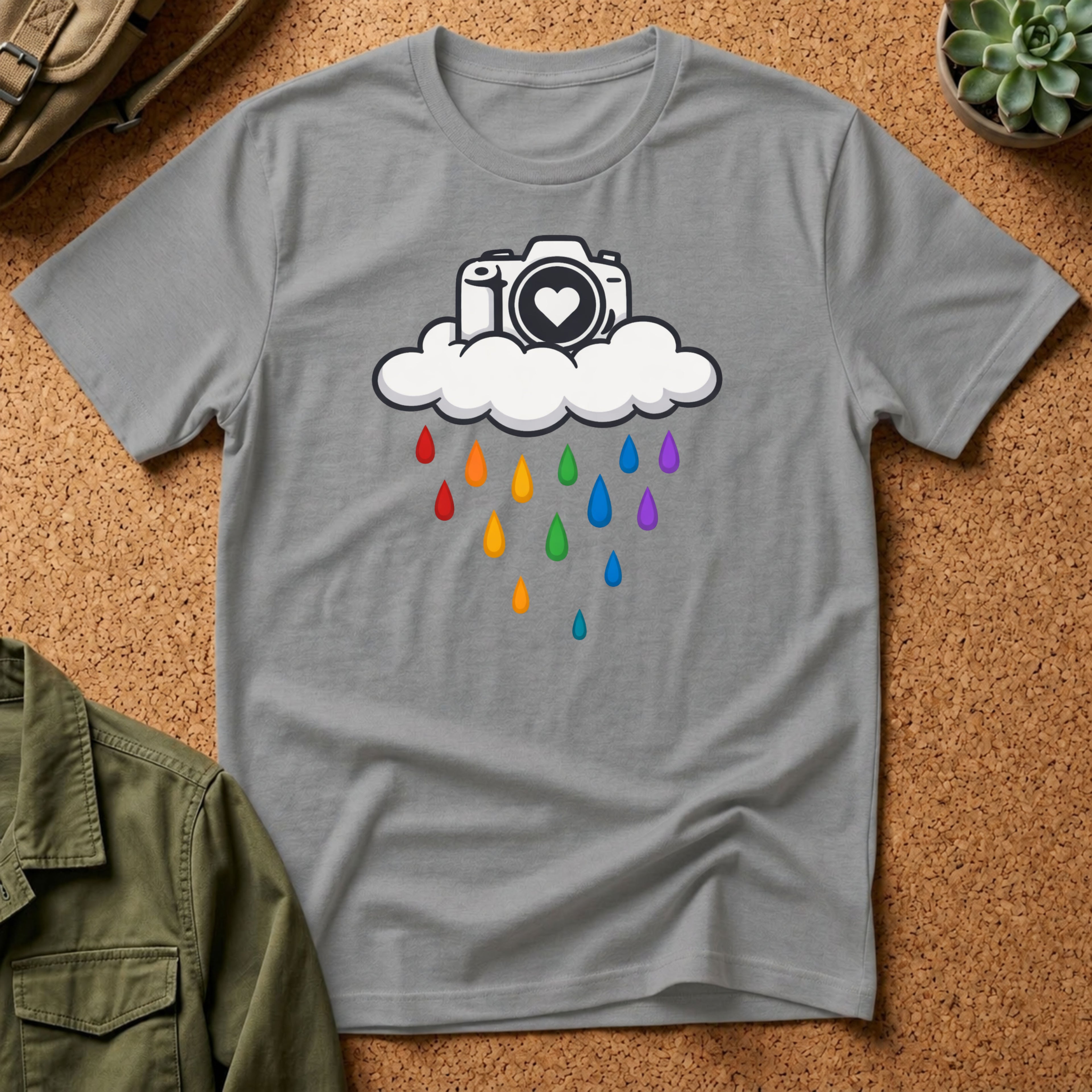 Rainbow Rain Camera T-Shirt