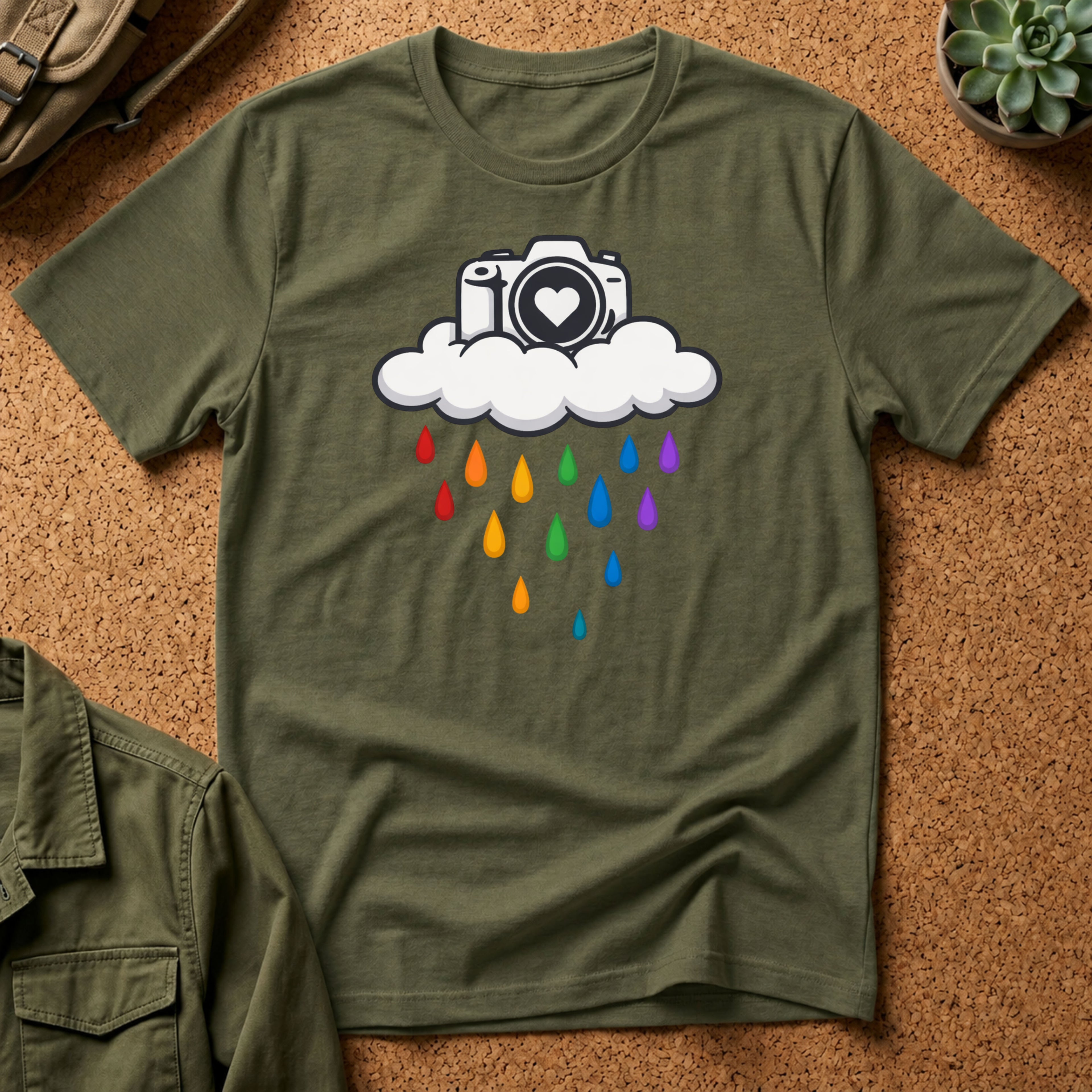 Rainbow Rain Camera T-Shirt