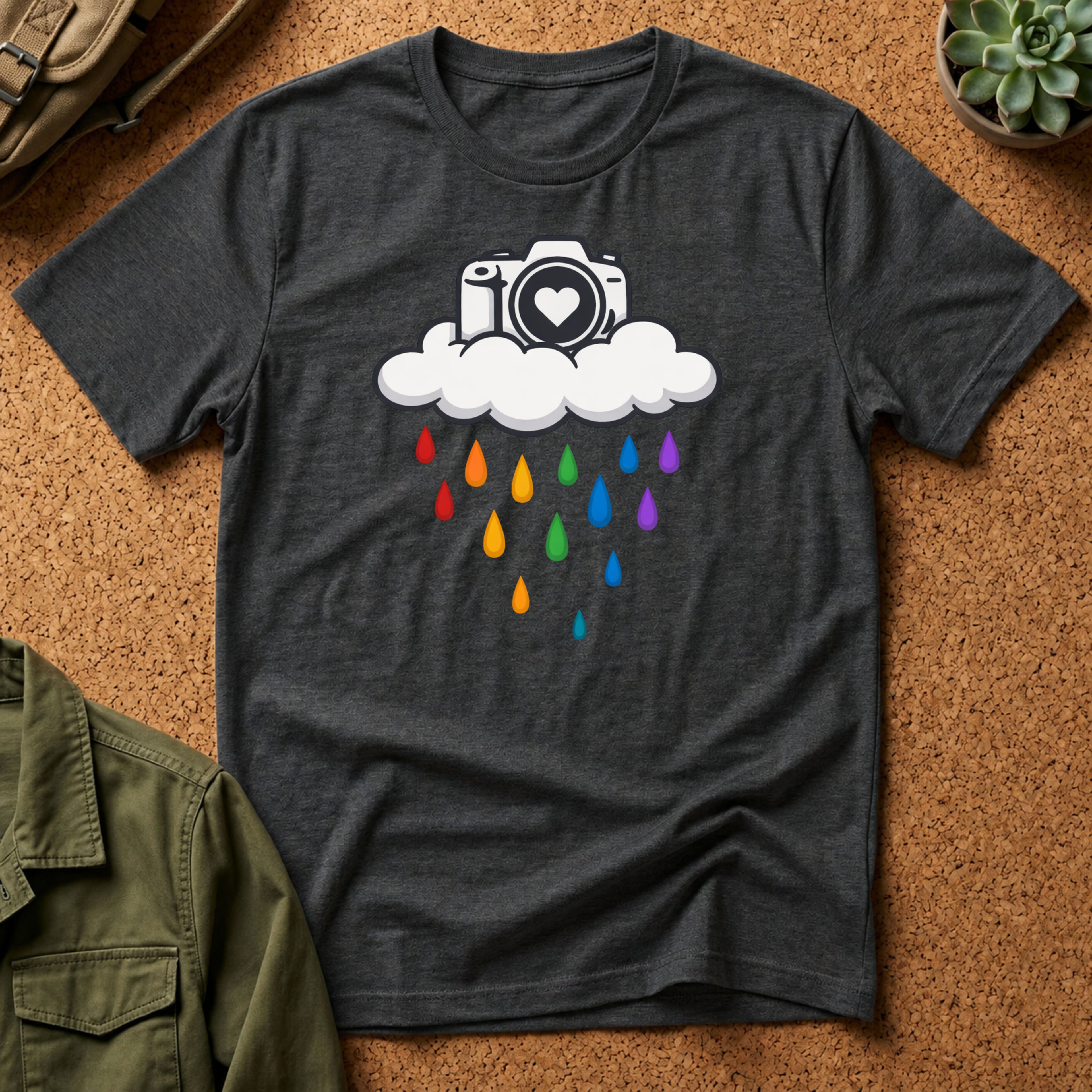 Rainbow Rain Camera T-Shirt