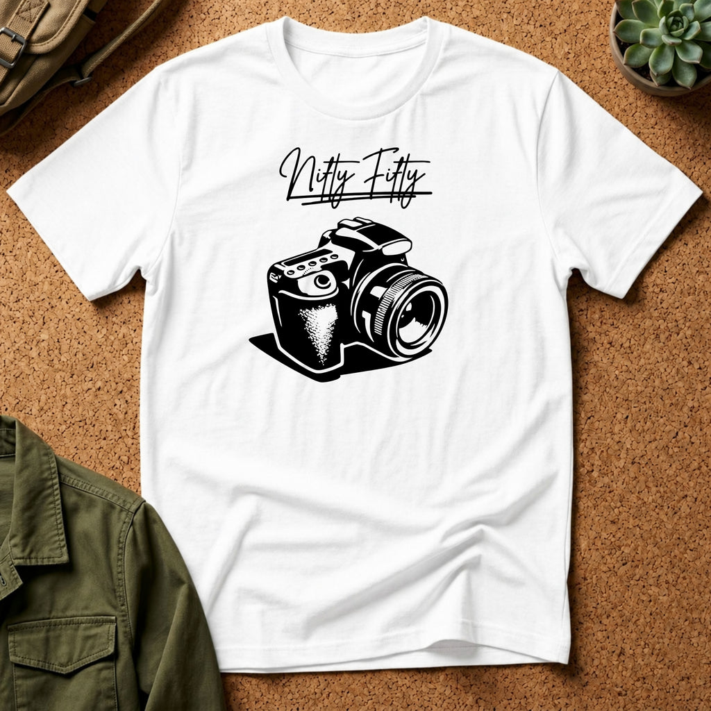 Vintage Camera T-Shirt — “Nifty Fifty” Photography Tee