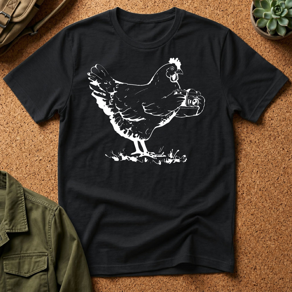 Photographer T-Shirt — Funny Chicken Camera Tee for Photographers & Farm Lovers