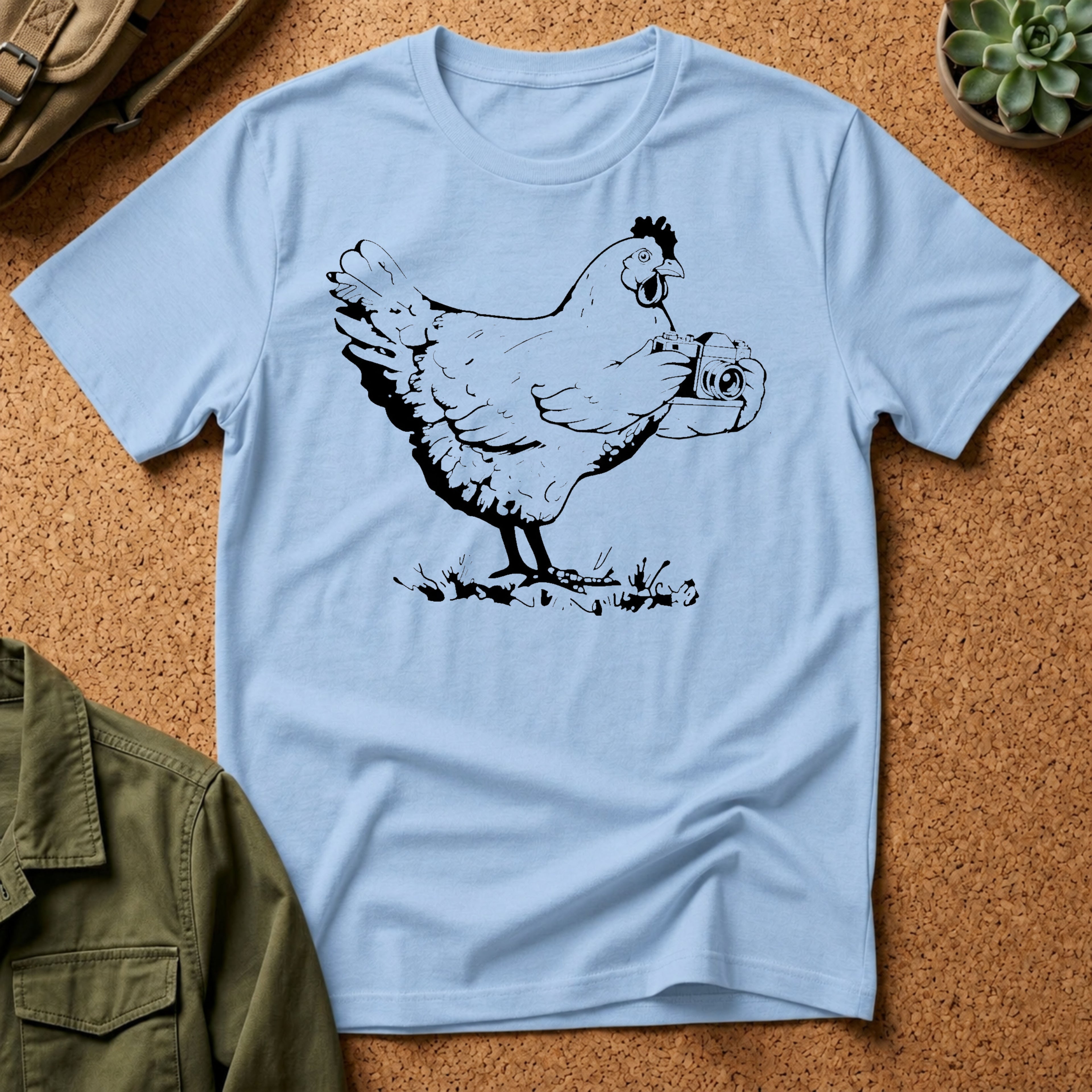 Photographer T-Shirt — Funny Chicken Camera Tee for Photographers & Farm Lovers