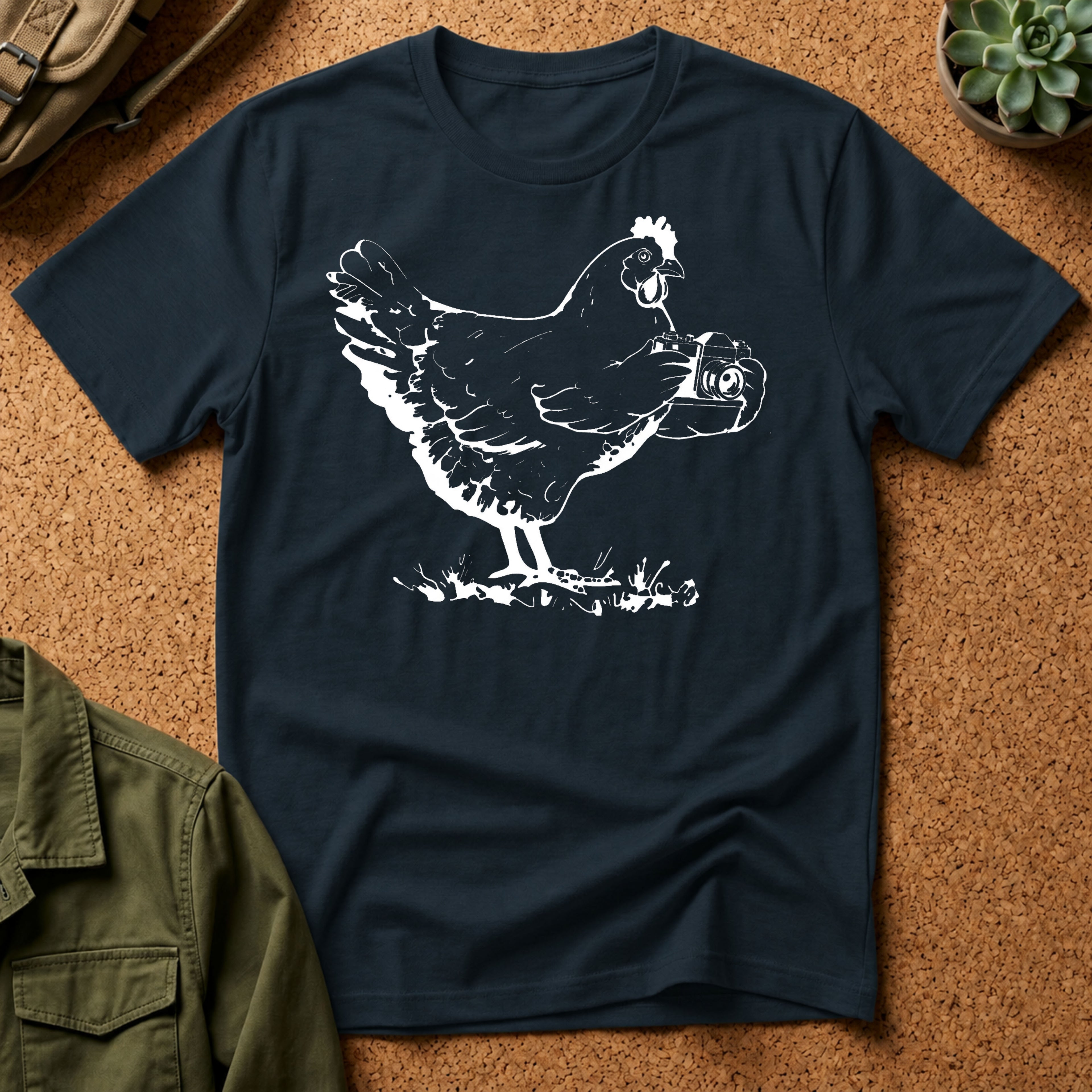 Photographer T-Shirt — Funny Chicken Camera Tee for Photographers & Farm Lovers