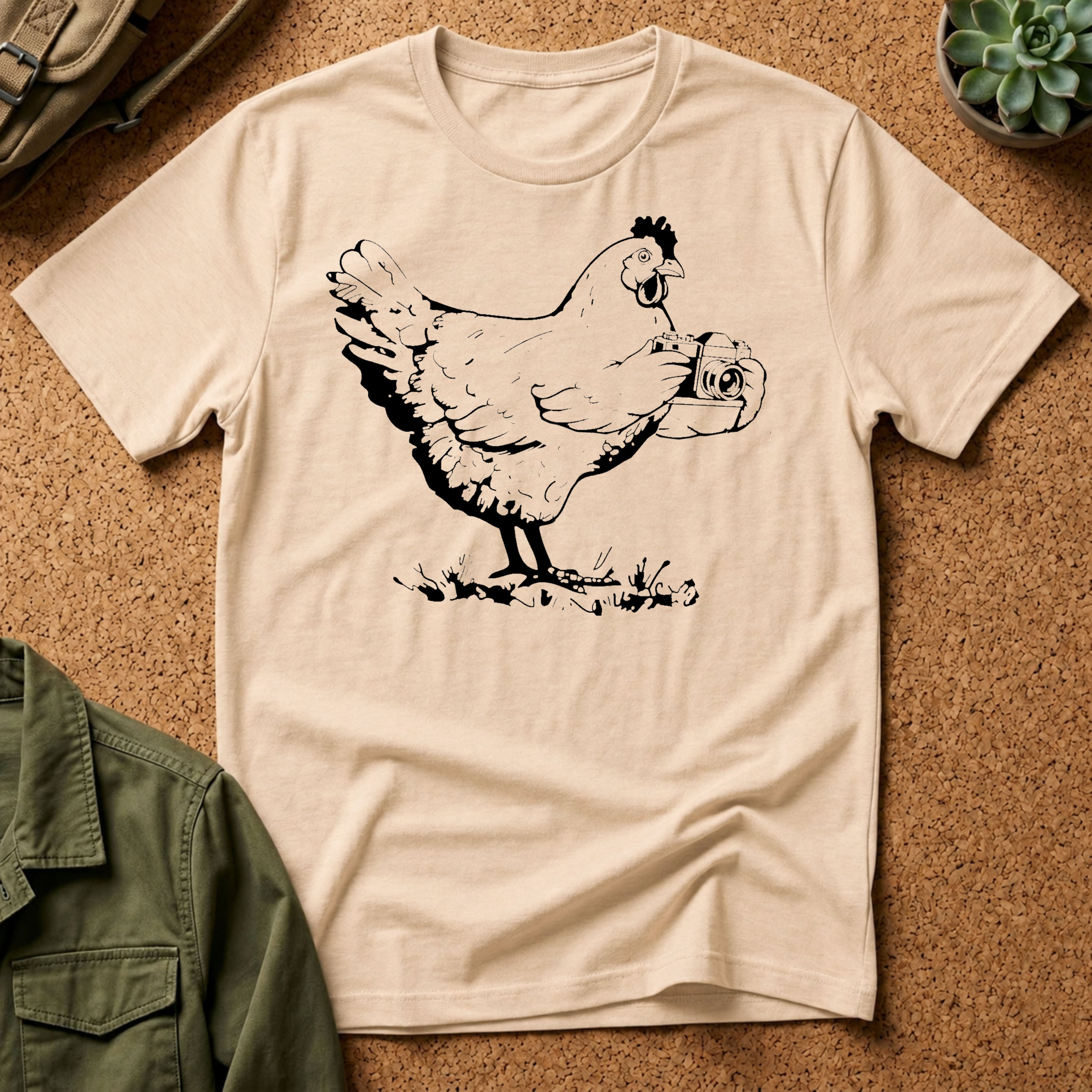 Photographer T-Shirt — Funny Chicken Camera Tee for Photographers & Farm Lovers