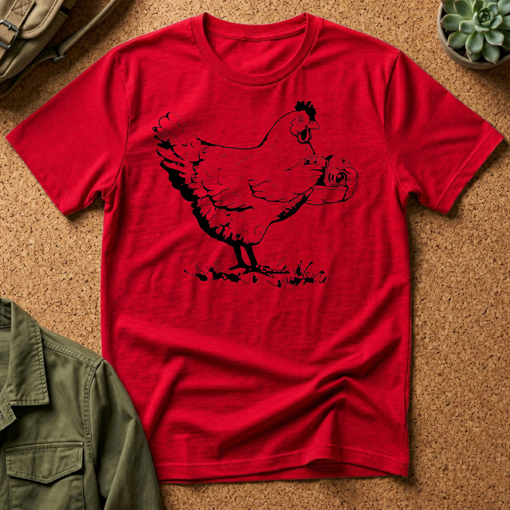 Photographer T-Shirt — Funny Chicken Camera Tee for Photographers & Farm Lovers