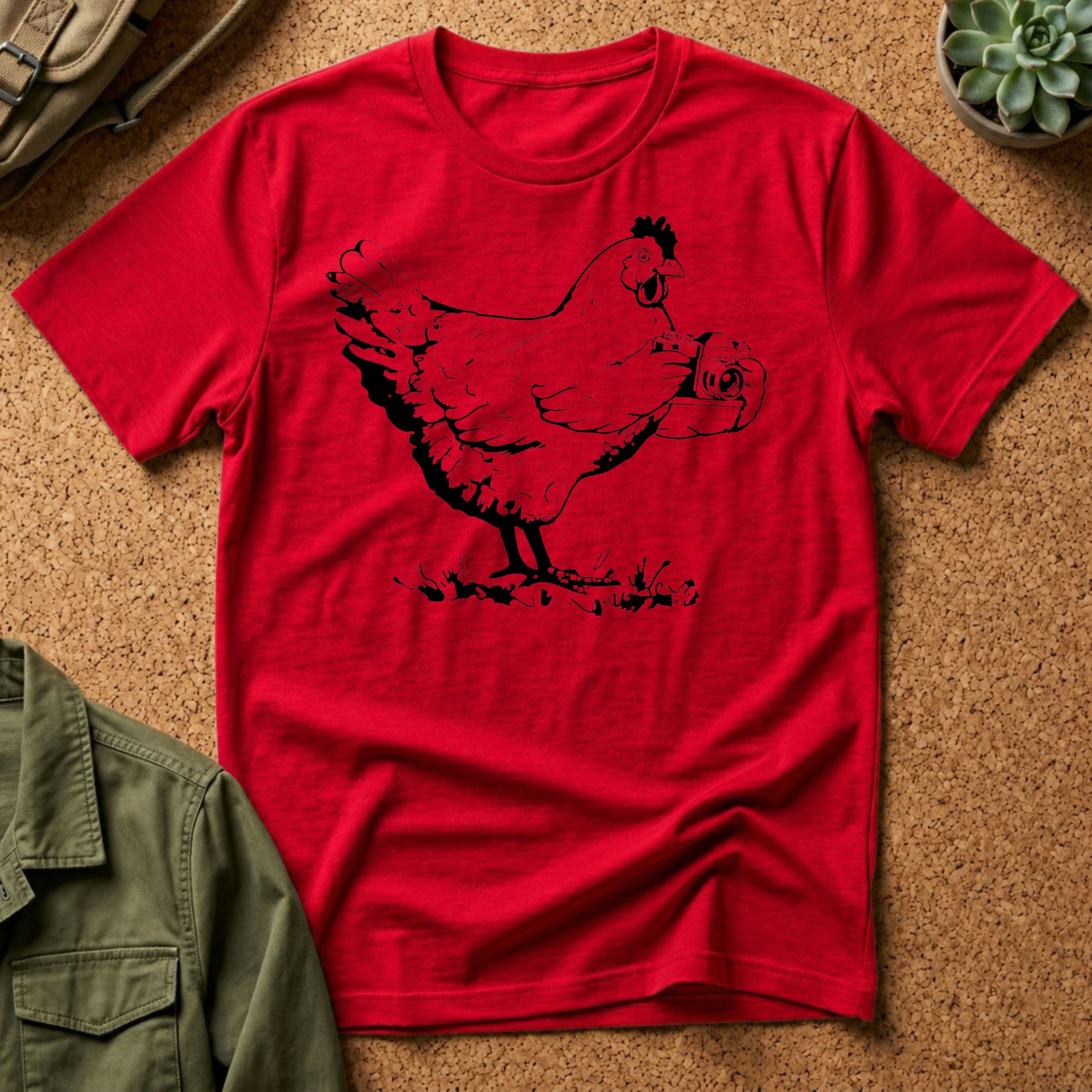 Photographer T-Shirt — Funny Chicken Camera Tee for Photographers & Farm Lovers