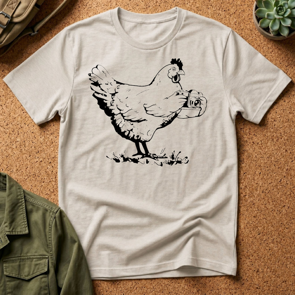 Photographer T-Shirt — Funny Chicken Camera Tee for Photographers & Farm Lovers