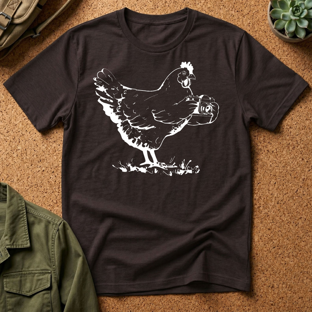 Photographer T-Shirt — Funny Chicken Camera Tee for Photographers & Farm Lovers