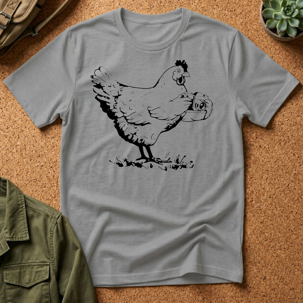 Photographer T-Shirt — Funny Chicken Camera Tee for Photographers & Farm Lovers