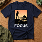 Photographer Sunset T-Shirt — 'FOCUS' Graphic Tee for Photographers & Creatives