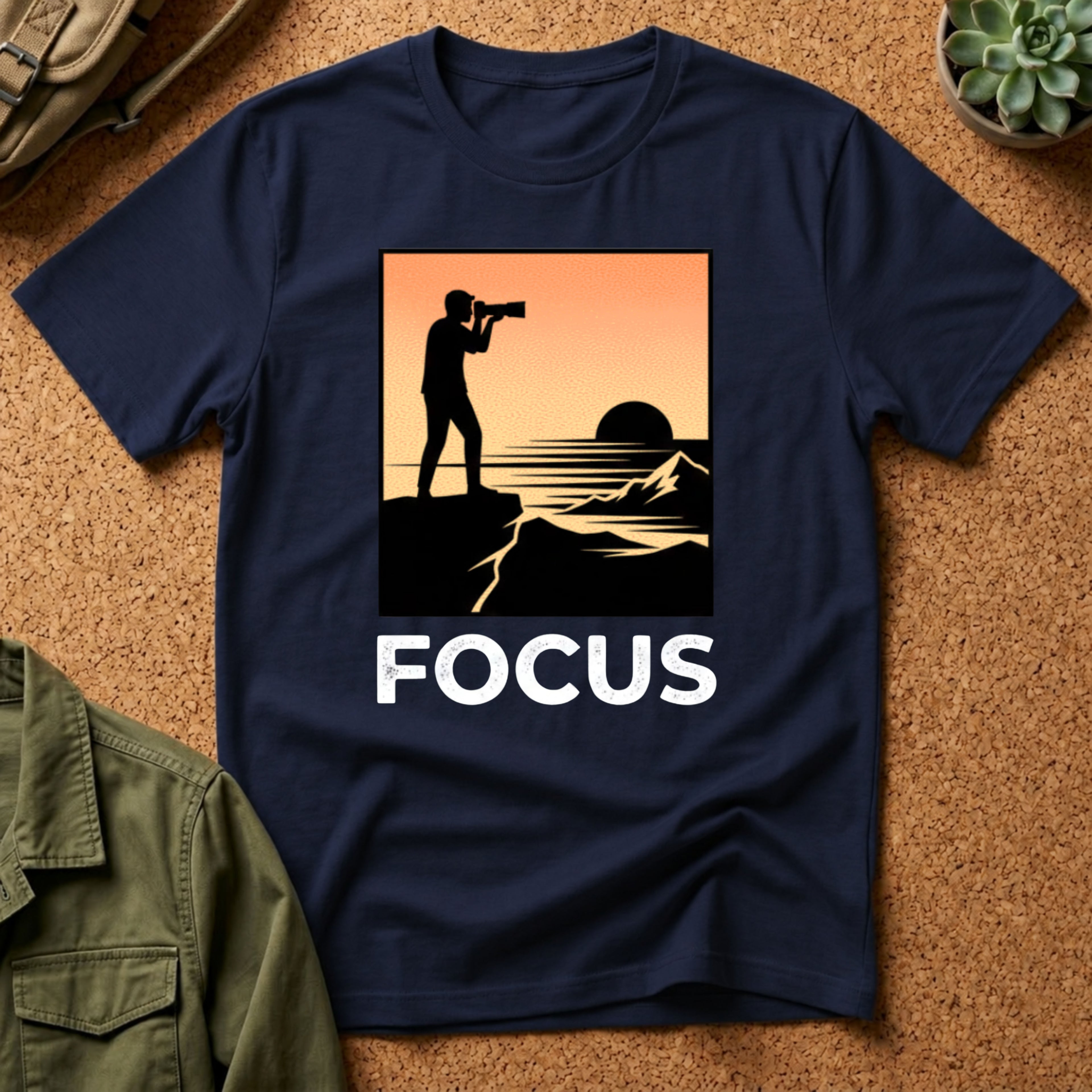 Photographer Sunset T-Shirt — 'FOCUS' Graphic Tee for Photographers & Creatives