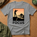 Photographer Sunset T-Shirt — 'FOCUS' Graphic Tee for Photographers & Creatives