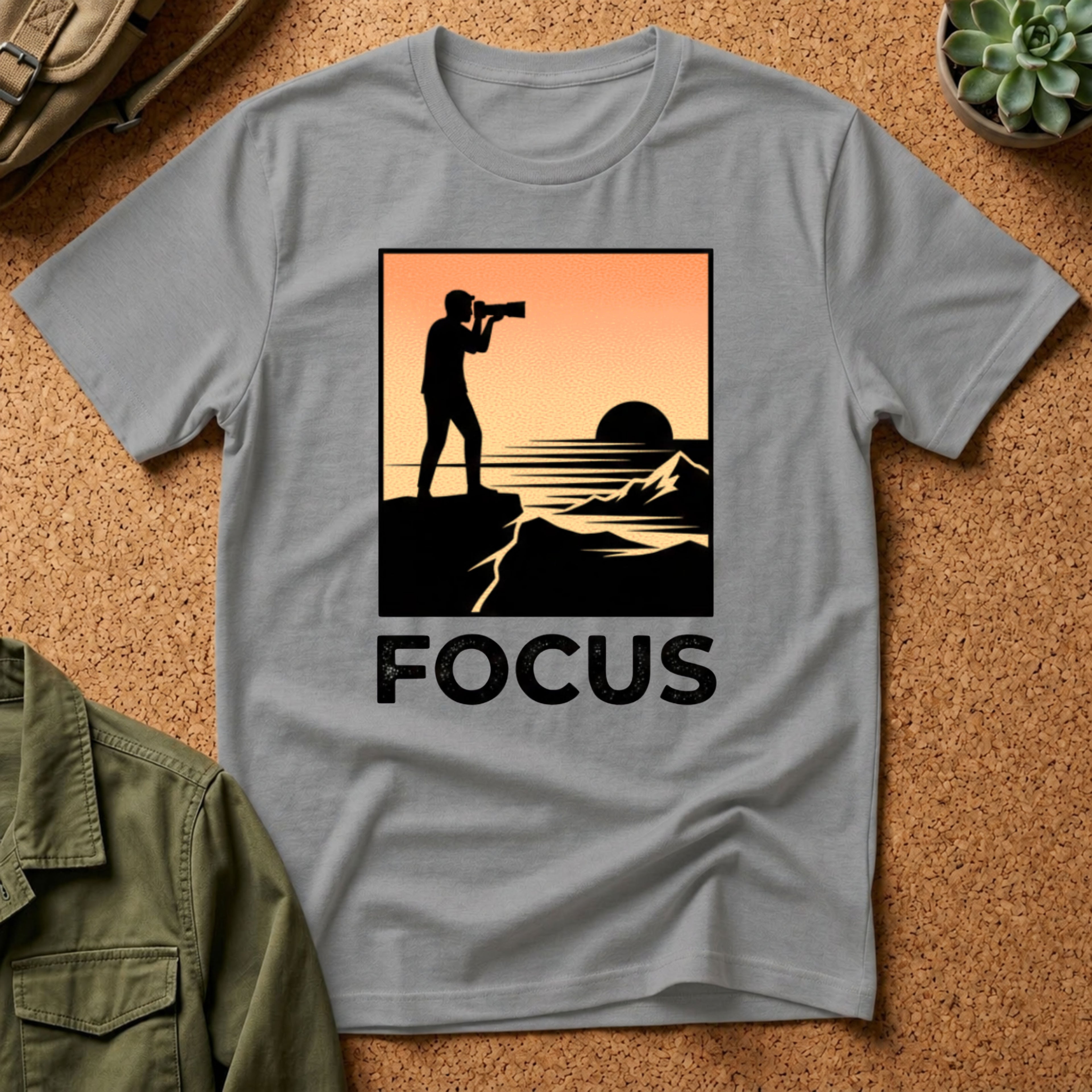 Photographer Sunset T-Shirt — 'FOCUS' Graphic Tee for Photographers & Creatives