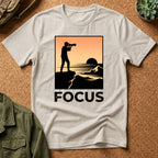 Photographer Sunset T-Shirt — 'FOCUS' Graphic Tee for Photographers & Creatives