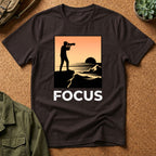 Photographer Sunset T-Shirt — 'FOCUS' Graphic Tee for Photographers & Creatives