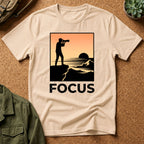 Photographer Sunset T-Shirt — 'FOCUS' Graphic Tee for Photographers & Creatives